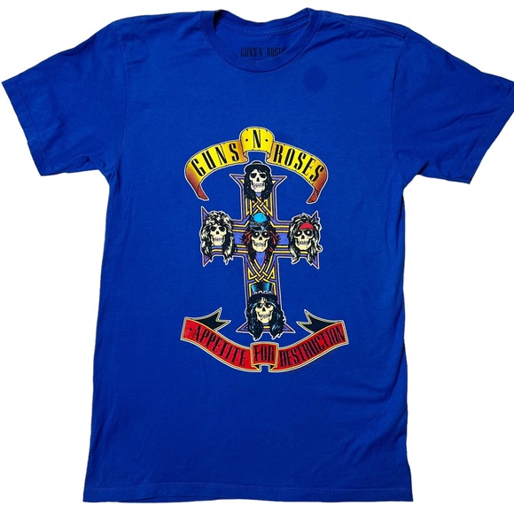 Guns N Roses Appetite for Destruction Cross Graphic T-Shirt Royal Unisex Sz M - Picture 1 of 8